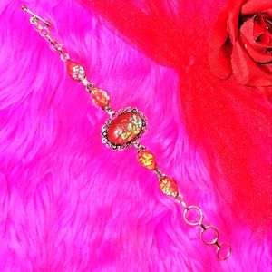 Handmade Silver Pink Opal Bracelet